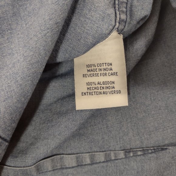 The Pampered Chef Denim Button Up Shirt Women's Medium 3/4 Sleeve Consultant - Picture 6 of 8